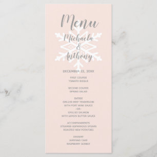 Menu Casamento no inverno de floco de neve rosa-claro