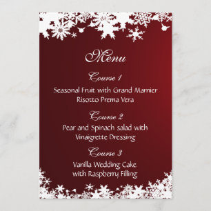 menu casamento no inverno dos flocos de neve verme