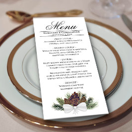 Menu Casamento no inverno Elegante Rustic Watercolor Pi
