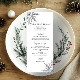 Menu Casamento no inverno Faux Silver Snowflakes