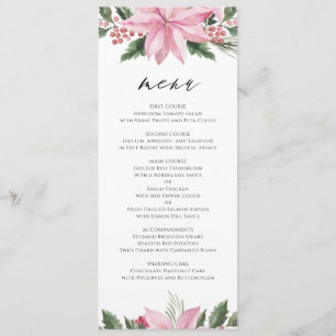 Menu Casamento no inverno Floral Cor de Água Rosa Poins