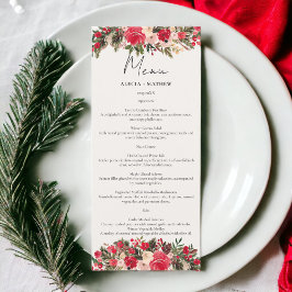Menu Casamento no inverno Floral Vermelho Russo