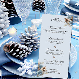 Menu Casamento no inverno Natal Pinecones Blue Brown