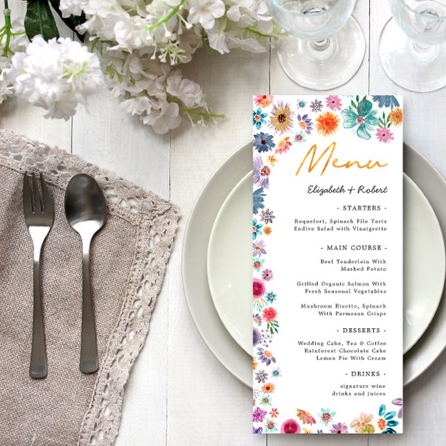 Menu Casamento no Jardim de Flores Silvestres Botânico  (Front)