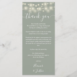 Menu Casamento Obrigado Lights Sage Green Place Card