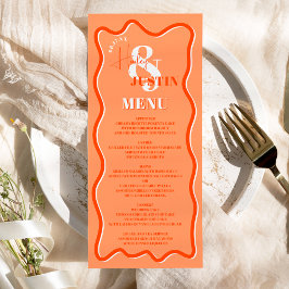 Menu Casamento ondulado com curva cor de laranja retróg