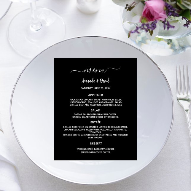 Menu Casamento - Orçamento preto branco simples (Criador carregado)