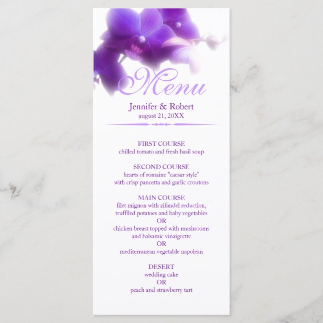 Menu Casamento Orquídeo Roxo (Frente)