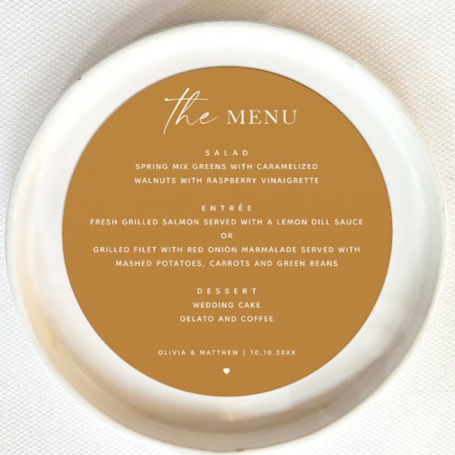 Menu Casamento outono Amarelo da Mostarda | Círculo Min (Criador carregado)