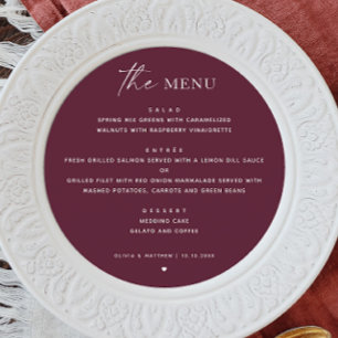 Menu Casamento outono de Borgonha de Vinho. Círculo Mín