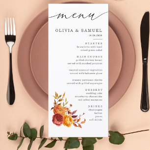 Menu Casamento outono Floral Laranja Russo