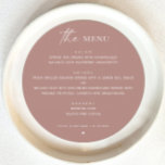 Menu Casamento outono Mauve Dusty Rosa | Ronda minimali<br><div class="desc">Adicione um toque suave e romântico à sua recepção de casamento com este elegante menu redondo com uma paleta de cor rosa mauve e poeirenta. Projetada com uma estética minimalista, esta obra inspirada no outono combina simplicidade moderna com charme sazonal, fazer-a um detalhe perfeito para casamentos no outono. O formato...</div>