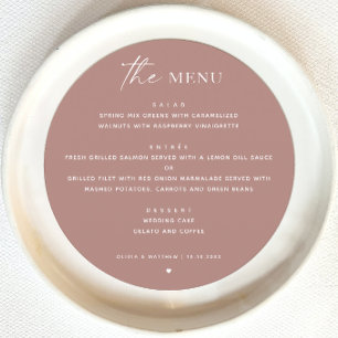 Menu Casamento outono Mauve Dusty Rosa Ronda minimali