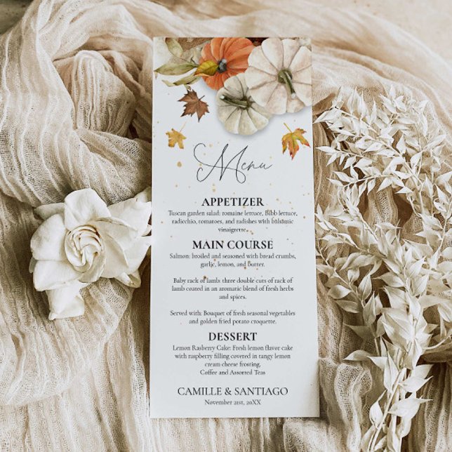 Menu Casamento outono Russo (Fall Wedding Menu Card)