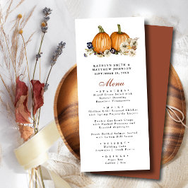 Menu Casamento outono Rustic Pumpkin Botânico de outono