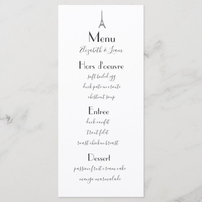 Menu Casamento Paris (Frente)