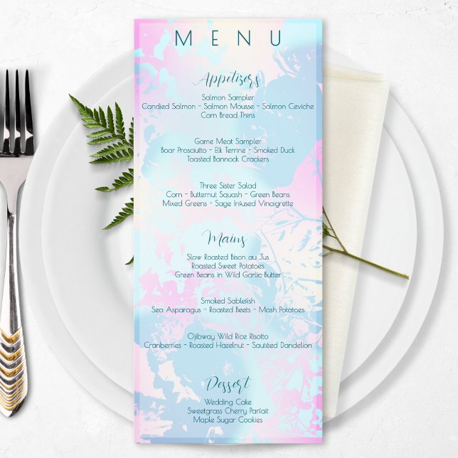 Menu Casamento Pastel Abstrato Moderno (Criador carregado)