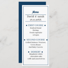 Menu Casamento Personalizado Azul Simples