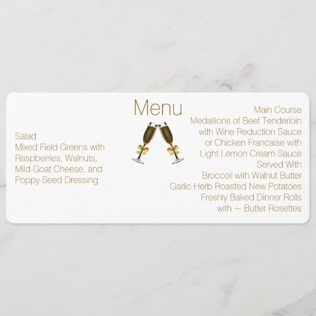 Menu Casamento Personalizado Chic Skinny (Frente)