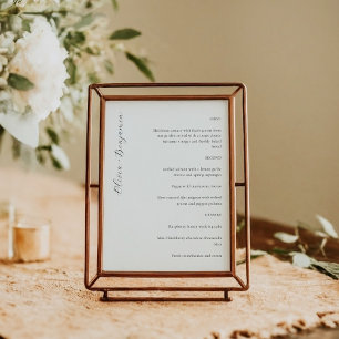 Menu Casamento Personalizado De Script Branco Minimalis