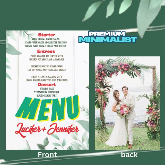 Menu Casamento Personalizado Elegante Greenery Minimali (Criador carregado)