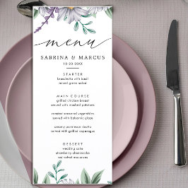 Menu Casamento Personalizado Floral Branco Elegante