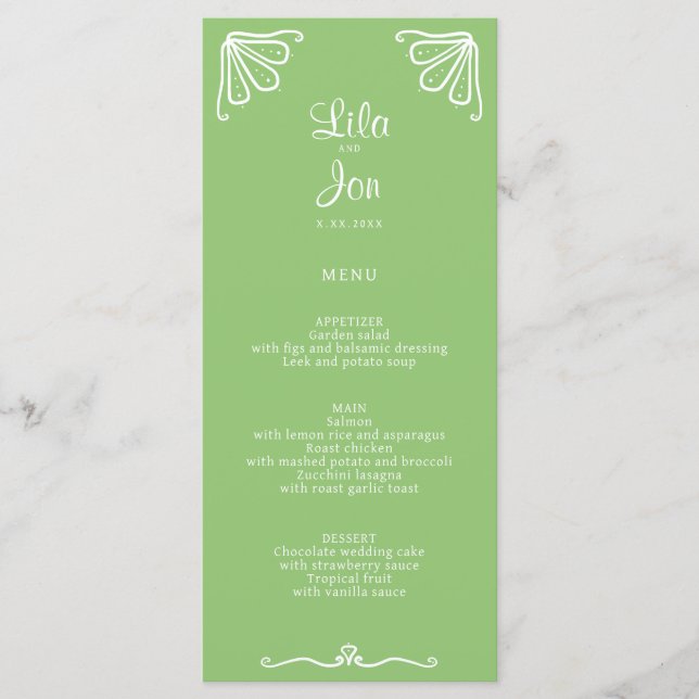 Menu Casamento Personalizado Tuberose (Frente)