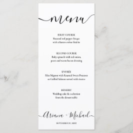 Menu Casamento Personalizável Preto-Preto de Script Ele