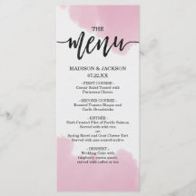 Menu Casamento Pincel Cor de Água Pincel Traços Pi