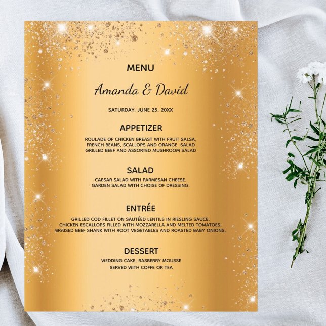 Menu Casamento - pó metálico brilhante (Criador carregado)