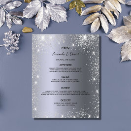 Menu Casamento, pó metálico prateado, elegante