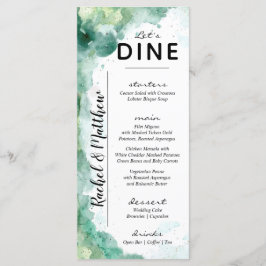 Menu Casamento por Aquarela Abstrato Verde Moderno