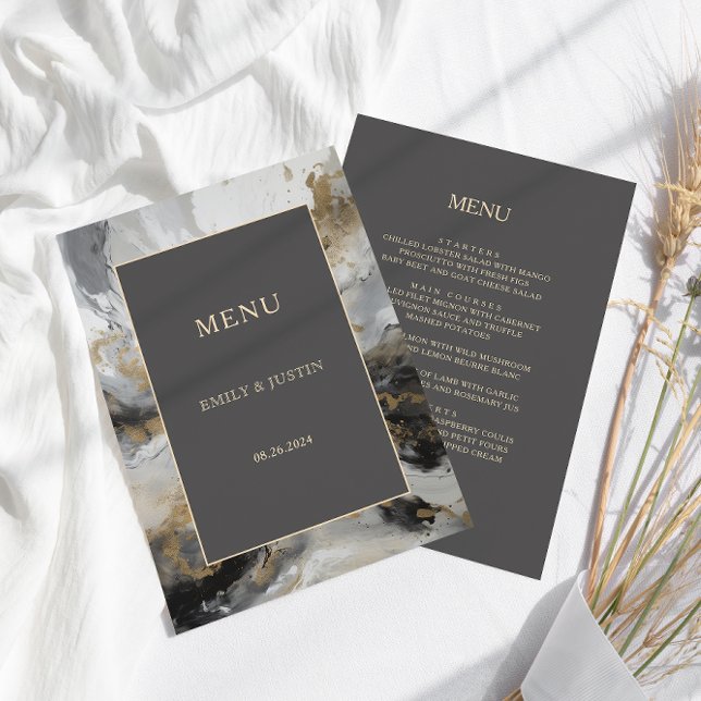 Menu Casamento por Aquarela Artista Antracita Dourada M (Criador carregado)