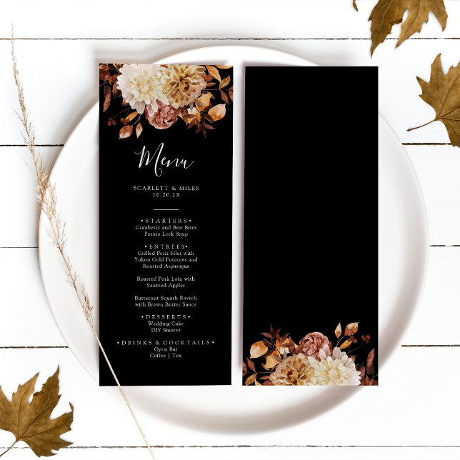 Menu Casamento por Aquarela de Terracotta em Queda Negr (Black Fall Terracotta Watercolor Wedding Menu
)