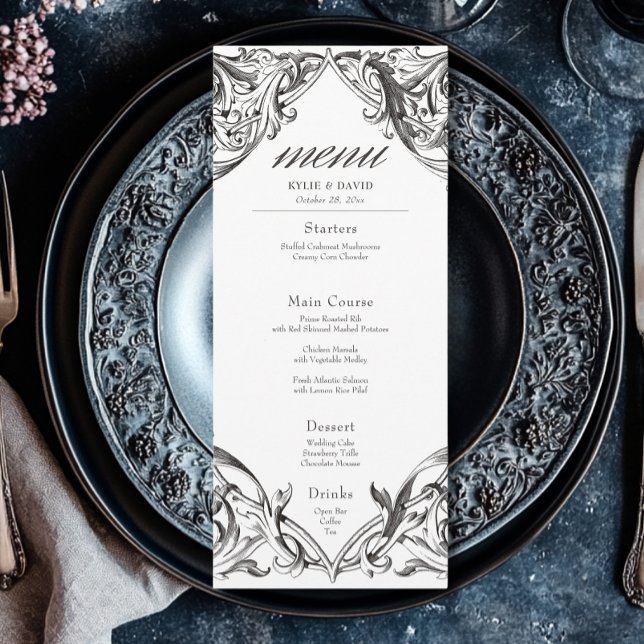 Menu Casamento Preto e Branco até a Morte Vitoriano (Criador carregado)