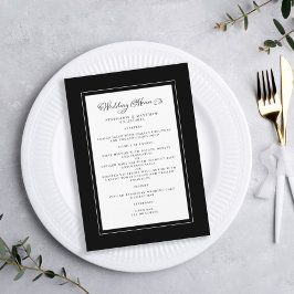 Menu Casamento Preto e Branco Bordas Modernas Chiques