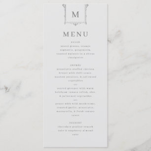 Menu Casamento preto e branco da Elegante Vintage Monog