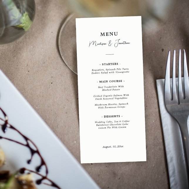 Menu Casamento Preto e Branco de Árvore Pinheira Verde (Criador carregado)