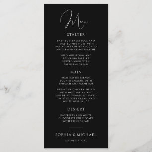 Menu Casamento Preto E Branco De Roteiro Moderno Elegan