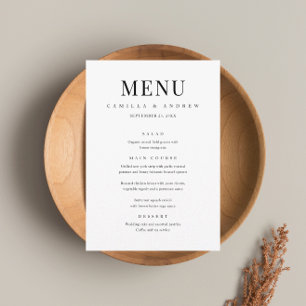 Menu Casamento Preto e Branco de Tipo Elegante Moderno