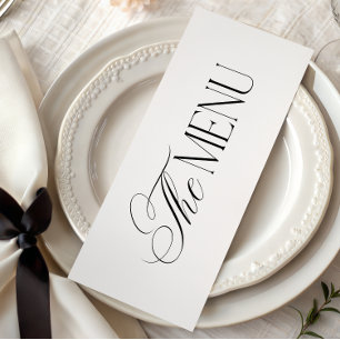 Menu Casamento Preto e Branco Luxo Atemporal Script