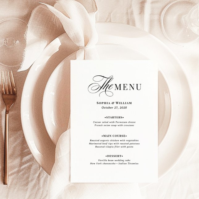 Menu Casamento Preto e Branco | Luxo Clássico (Criador carregado)