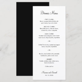 Menu Casamento Preto e Branco Minimalista Simples