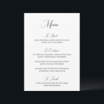 Menu Casamento Preto e Branco Moderno da Nancy<br><div class="desc">Cardápios de casamento de estilo tradicional com um design simples e "Cardápio" em tipografia moderna.</div>