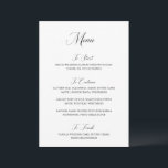 Menu Casamento Preto e Branco Moderno da Nancy<br><div class="desc">Cardápios de casamento de estilo tradicional com um design simples e "Cardápio" em tipografia moderna.</div>