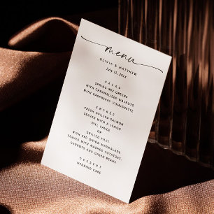 Menu Casamento preto e branco moderno Script minimali