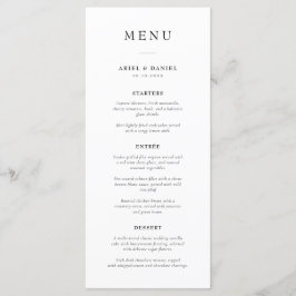 Menu Casamento preto e branco moderno simples