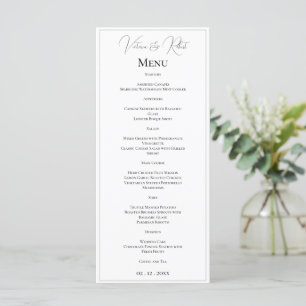 Menu Casamento Preto e Branco Personalizado Elegante