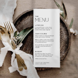 Menu Casamento preto e branco simples moderno