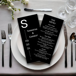 Menu Casamento preto e branco simples moderno
